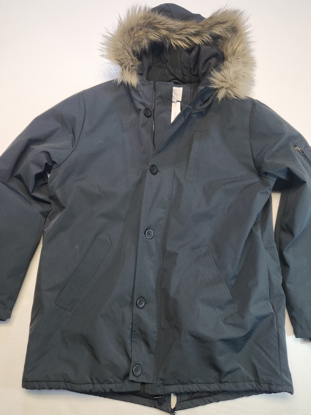 Seraphine Menswear Parka Jacket Dark Slate Double Full Zip Winter Coat Mens L